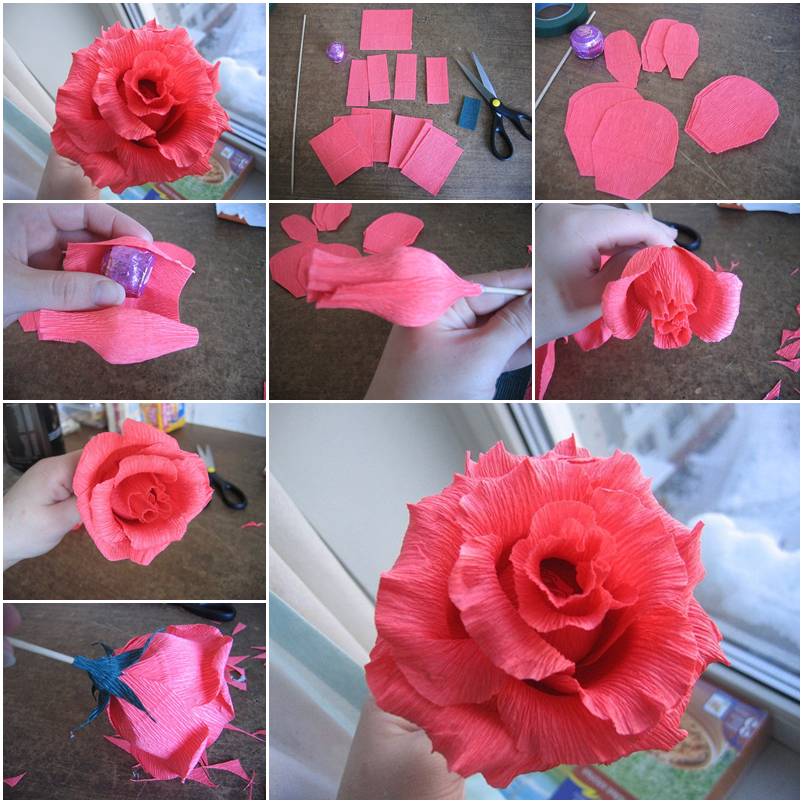 как делать розу из бумаги