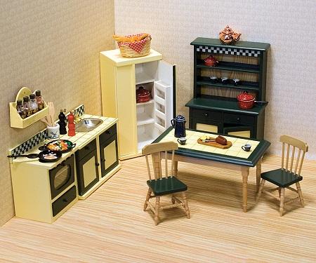 Мебель для кукольного домика может быть изготовлена из разных материалов: дерева, пластика, картона 