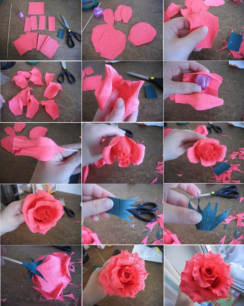 Изготовление розы из гофрированной бумаги с конфетой - основанием