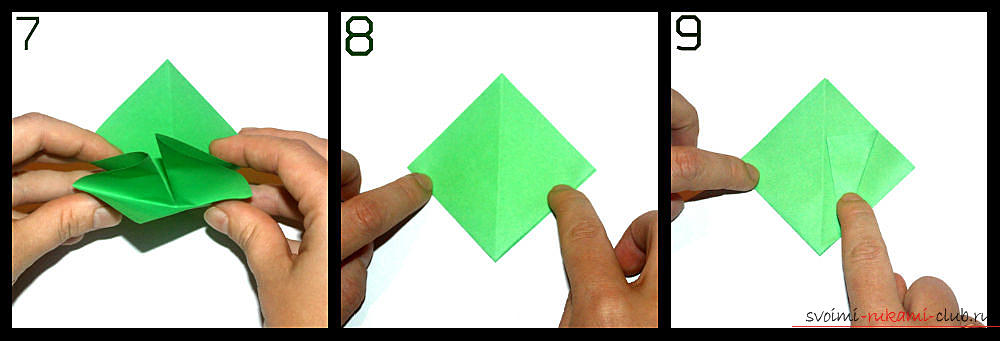 Оригами, изготовление простой вазы из разноцветной бумаги. Фото №4