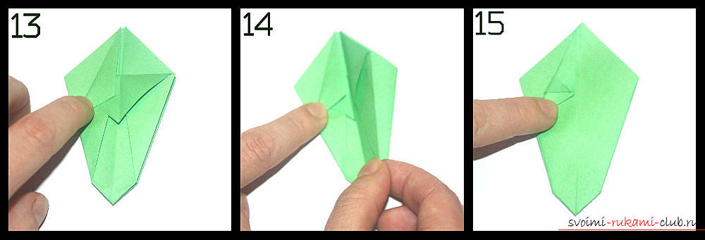 Оригами, изготовление простой вазы из разноцветной бумаги. Фото №5
