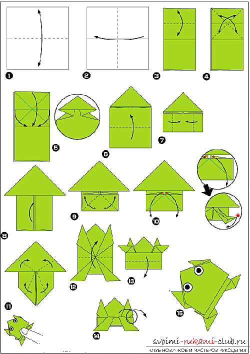 Как сделать оригами-лягушку из бумаги. Урок и фотографии бесплатно.. Фото №2