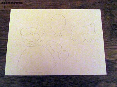 Поделка из бумаги и картона «Аппликация ‘Мишка с шариком’»: Рисуем детали поделки