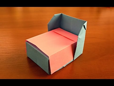 How to make an origami bed of paper for dolls own hands