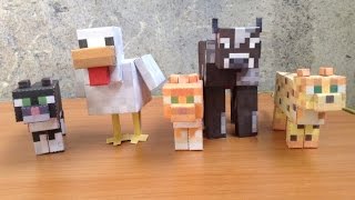 Бумажный Minecraft: Курица, корова и чёрный кот