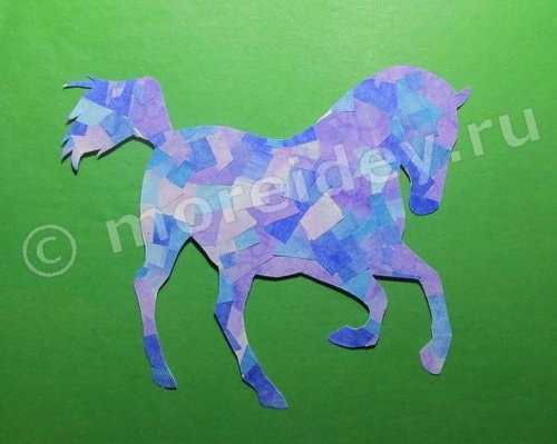 мозаика из бумаги: аппликация лошадка