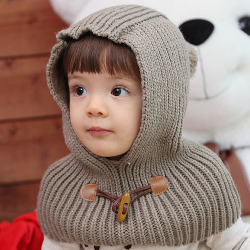 free-shipping-autumn-christmas-winter-princess-solid-with-hat-hooded-scarf-kids-warm-sweet-hat-gift