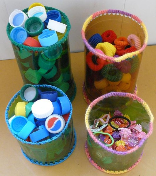 Круглые шкатулки из пластиковых бутылок
