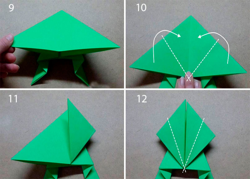 Прыгающая лягушка из бумаги: схемы техники оригами в фото