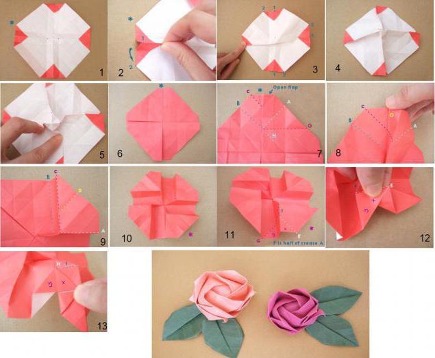 схемы оригами цветы розы