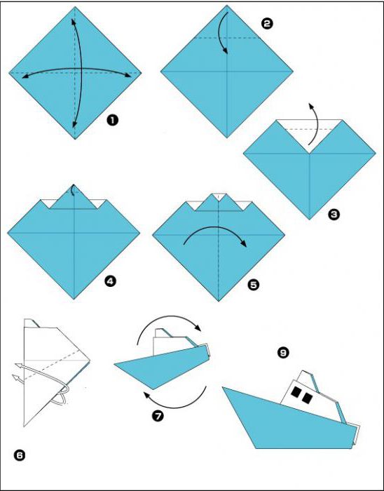 корабль оригами схема