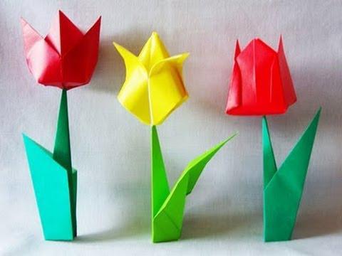 оригами для детей тюльпан