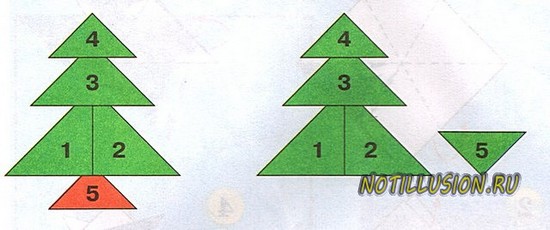 аппликация из треугольников елка