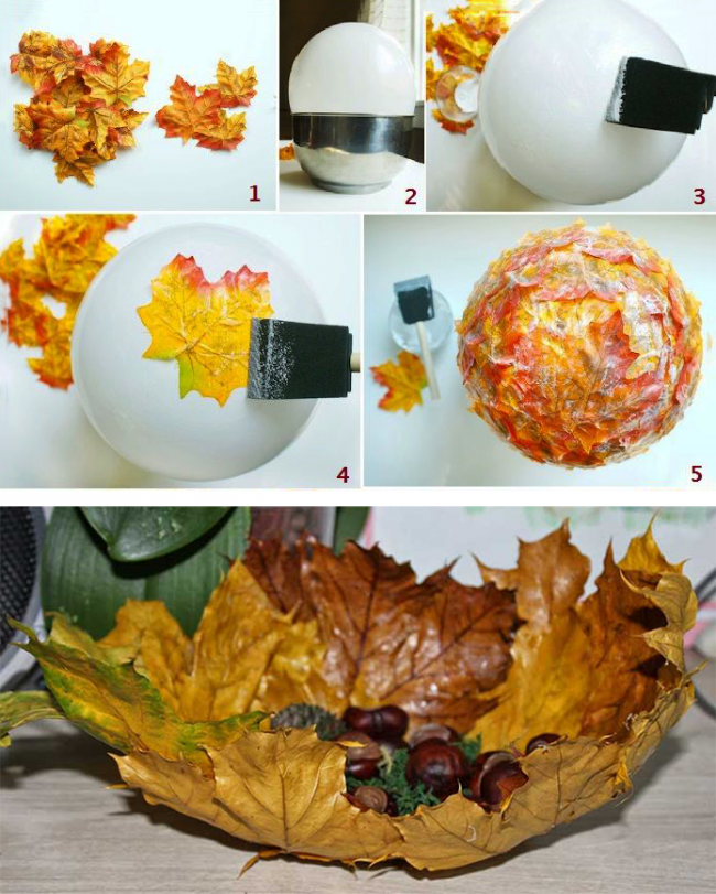 Пошаговая инструкция создания вазы из листьев клена