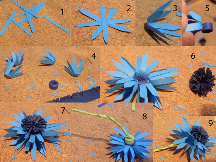Как сделать васильки из бумаги для детского сада