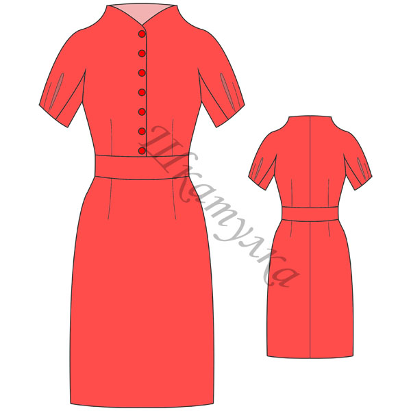 Выкройка платья-футляр со сложным рукавом