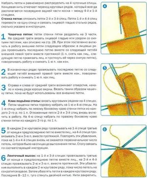 Пошаговое описание вязания носков