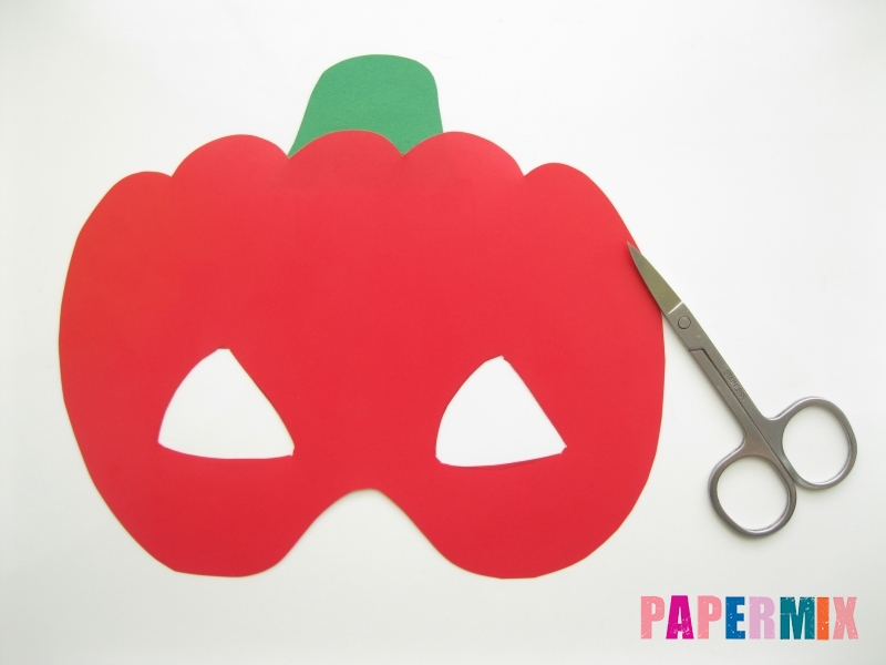 Как сделать маску тыквы на хэллоуин из бумаги своими руками - шаг 7