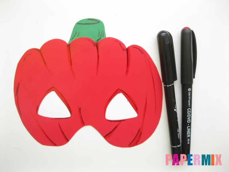 Как сделать маску тыквы на хэллоуин из бумаги своими руками - шаг 8