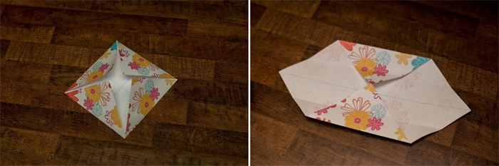 Второй шаг создания коробки оригами