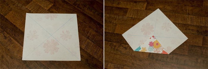 Пошаговое создание коробочки из бумаги - первый этап