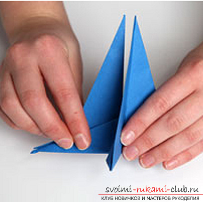 Синий дракончик оригами. Фото №24