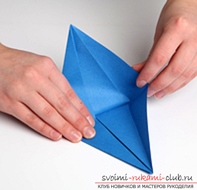 Синий дракончик оригами. Фото №7