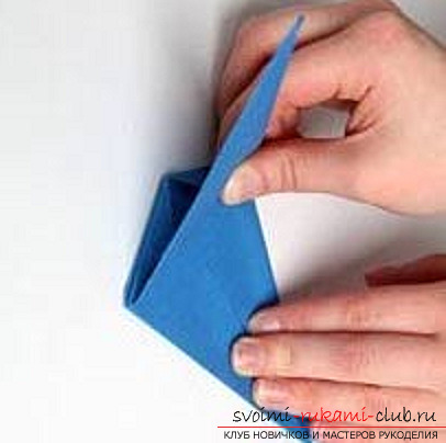 Синий дракончик оригами. Фото №16