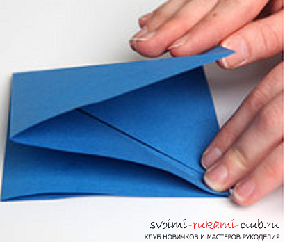 Синий дракончик оригами. Фото №3