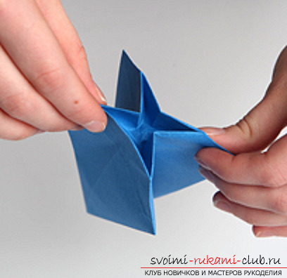 Синий дракончик оригами. Фото №12