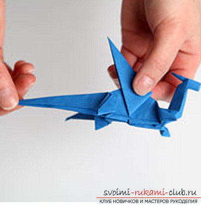 Синий дракончик оригами. Фото №35