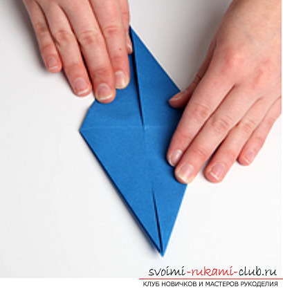 Синий дракончик оригами. Фото №8
