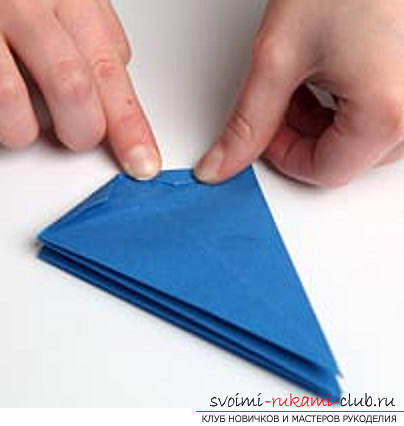 Синий дракончик оригами. Фото №14