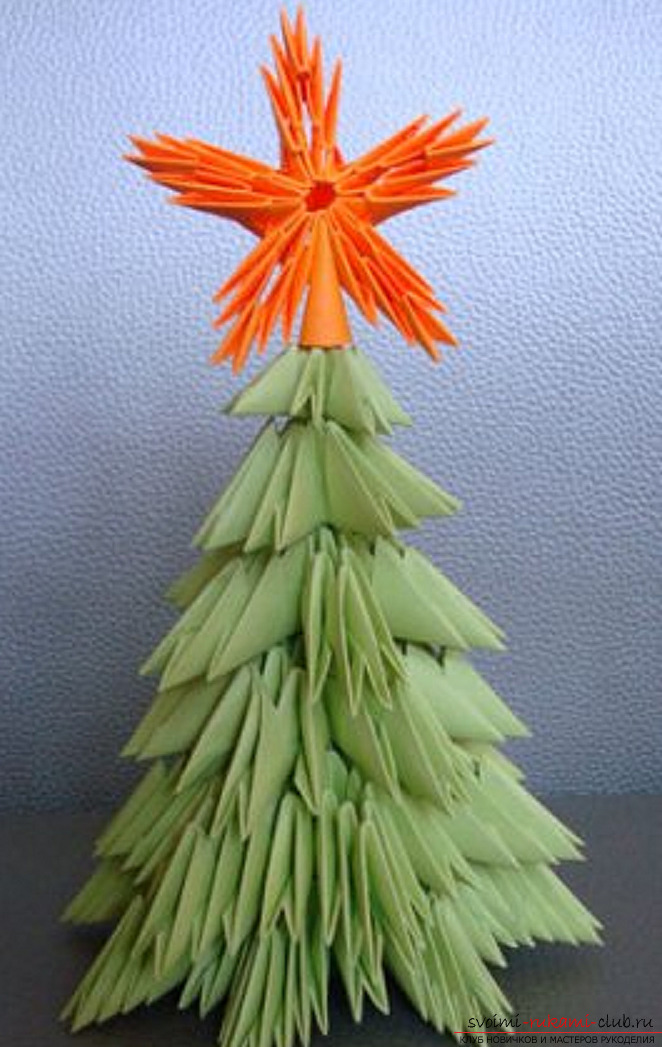 Модульное оригами елка. Фото №21