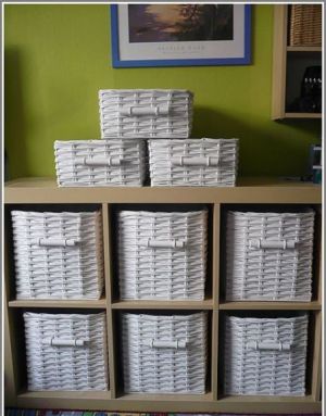 плетение из газет квадратной корзины8