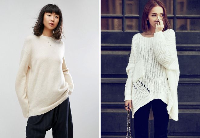 белый свитер оверсайз