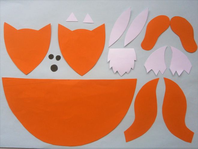вырежем детали лисы из бумаги