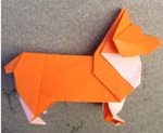Оригами собака породы вельш-корги