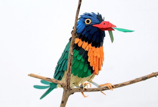 Объемные птицы из цветной бумаги