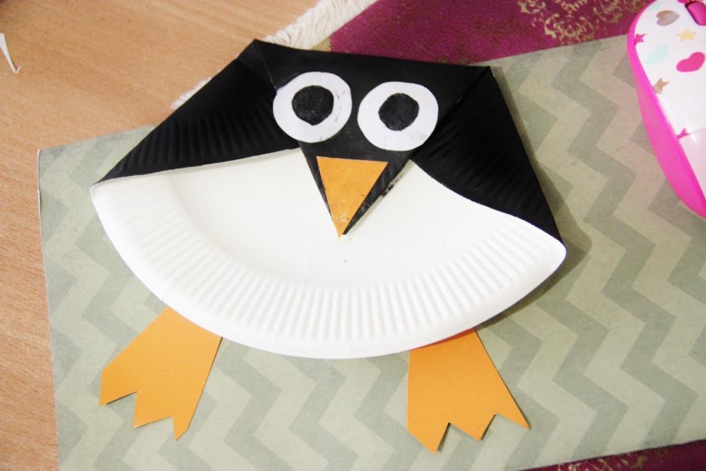 Пингвин из бумажной тарелки