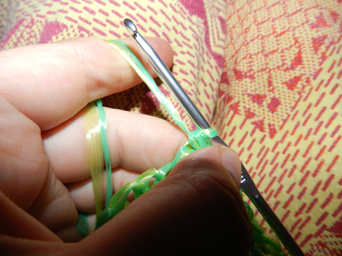 Способ вязания мочалки