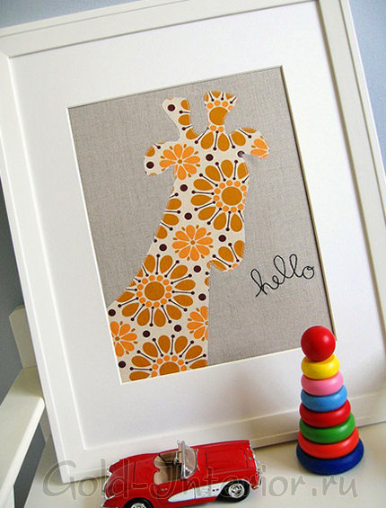 Картина с силуэтом жирафа для интерьера детской комнаты