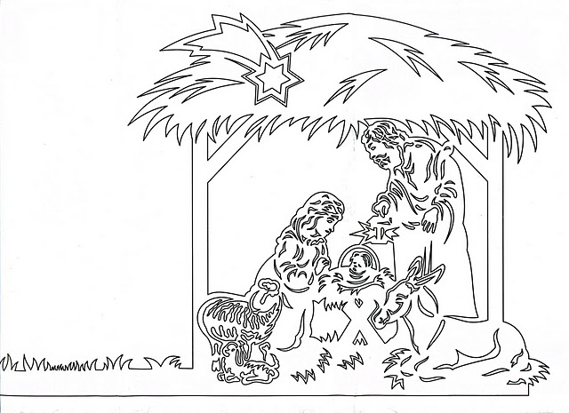 Вытынанка Мария и Иосиф с Младенцем