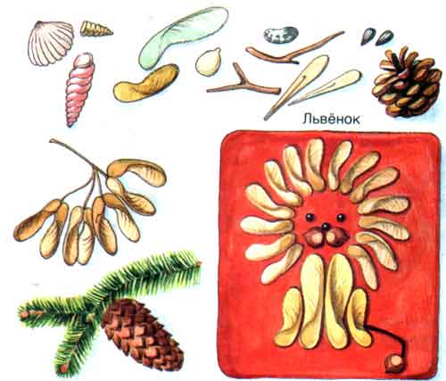 Поделки из семян клена, сосны и ели 