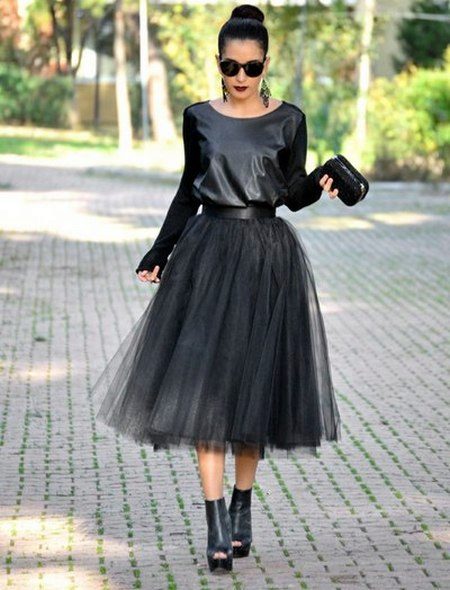 Чёрная юбка из фатина