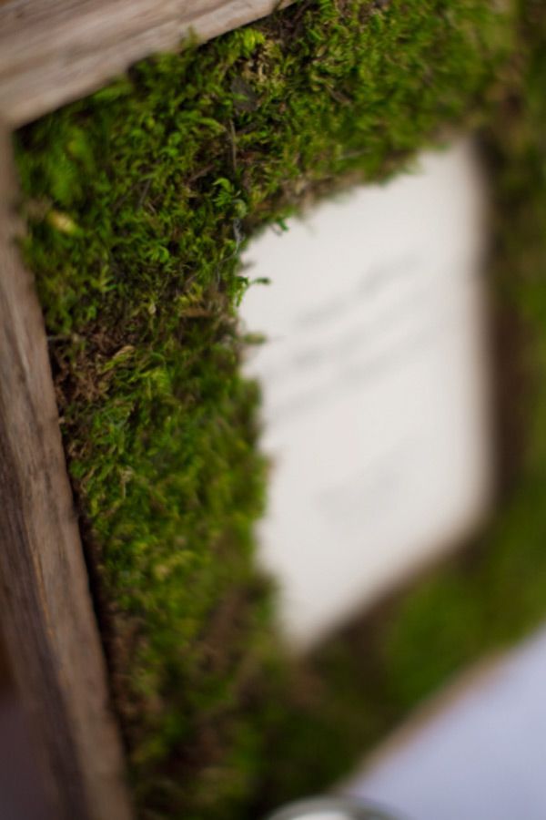 Rustic moss picture frame. (diy-moss-wedding-frame-2)