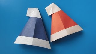 ШАПКА САНТЫ - Легкое Новогоднее Оригами из Бумаги Своими Руками. Видео урок