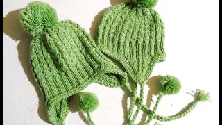 Вяжем спицами - шапочка с ушками. Часть 1/ Knitting hat with ears