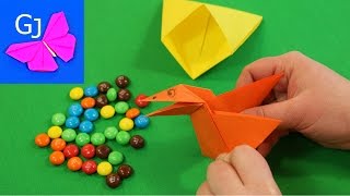 Оригами Сорока Воровка из бумаги