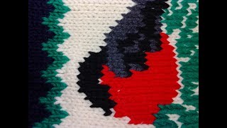 Спицами 4. Вышиваем по петлям рисунок. We embroider a pattern on the loops. Knitting